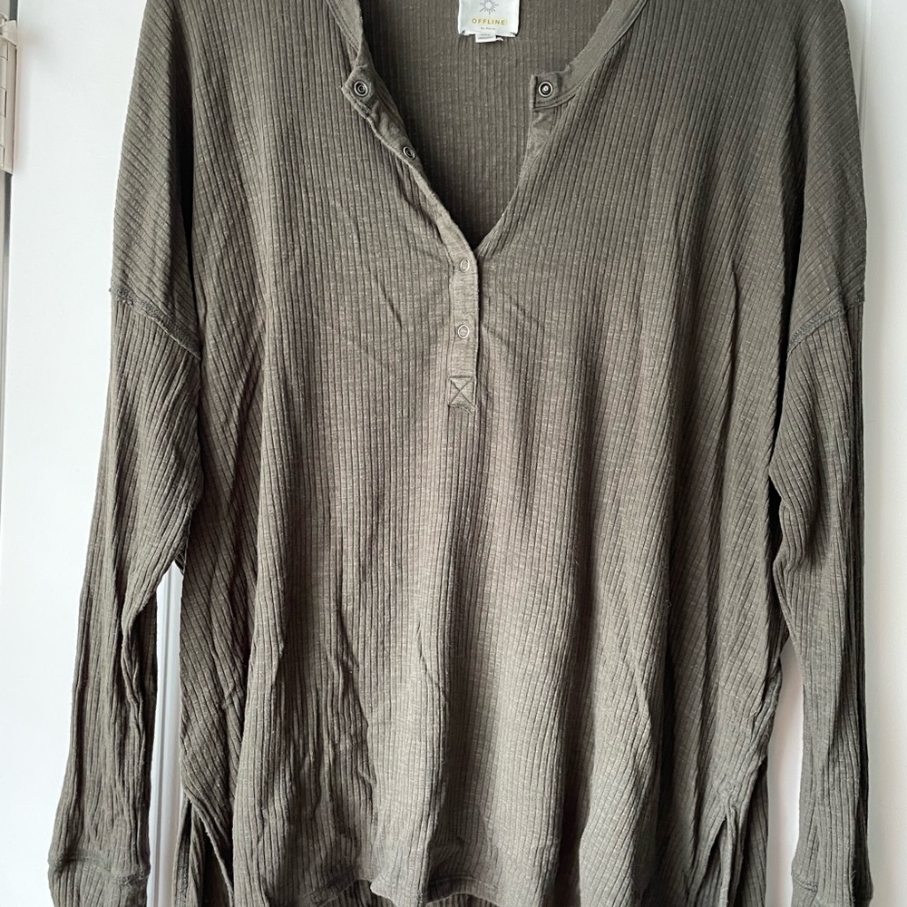 Aerie Long Sleeve Henley Top